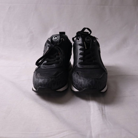 Michael Kors MK Monogram Sneakers Women's 8M Black Lace-Up Athletic Casual Shoes - Picture 2 of 9